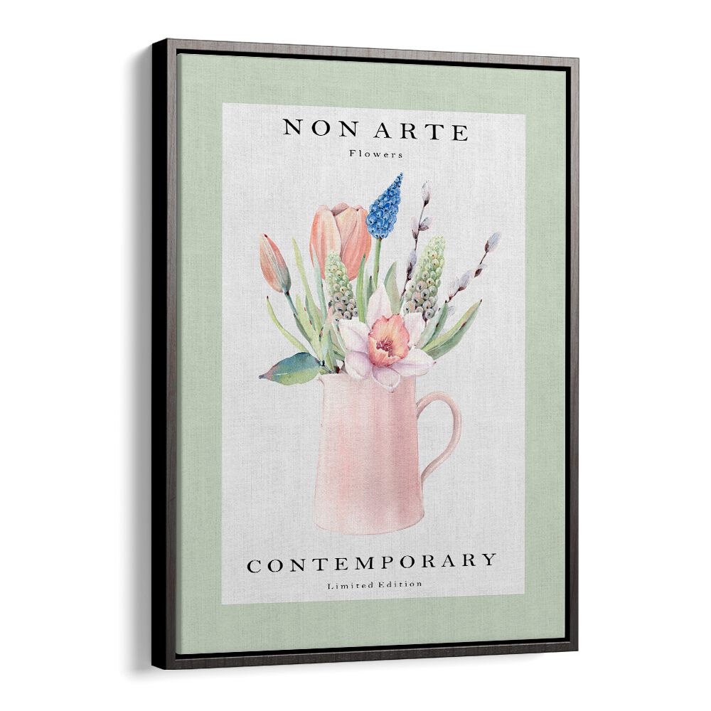 Non Arte Green Flower Vase By Rikke Londager Boisen Botanical Art Prints in Black Floater Frame