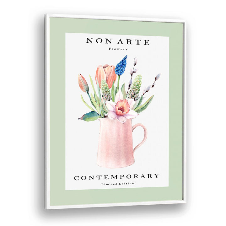 Non Arte Green Flower Vase By Rikke Londager Boisen Botanical Art Prints in White Plain Frame