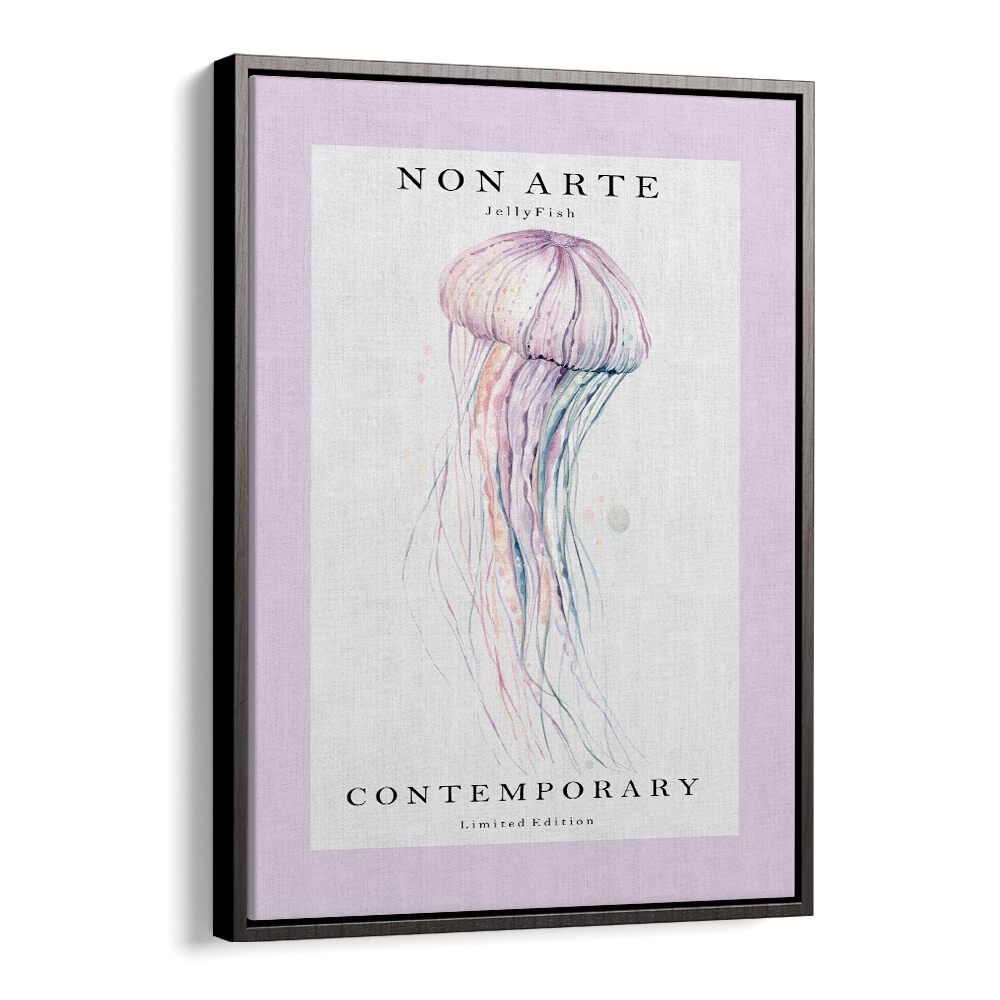 Non Arte Jellyfish By Rikke Londager Boisen Beach Prints in Black Floater Frame