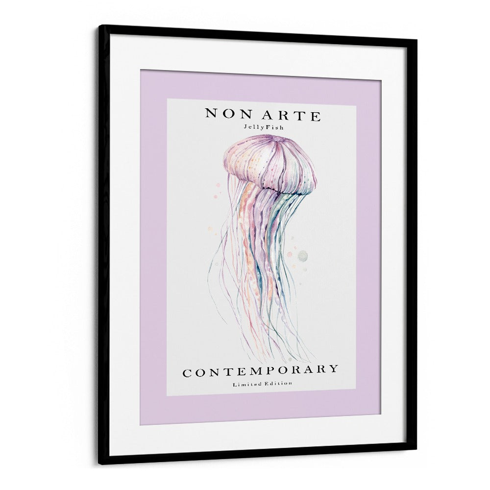 Non Arte Jellyfish By Rikke Londager Boisen Beach Prints in Black Frame With Mount