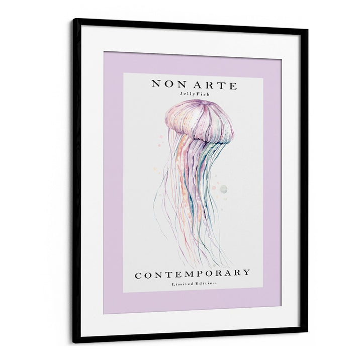 Non Arte Jellyfish By Rikke Londager Boisen Beach Prints in Black Frame With Mount