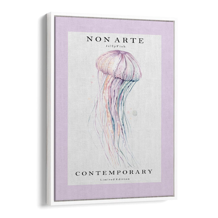 Non Arte Jellyfish By Rikke Londager Boisen Beach Prints in White Floater Frame