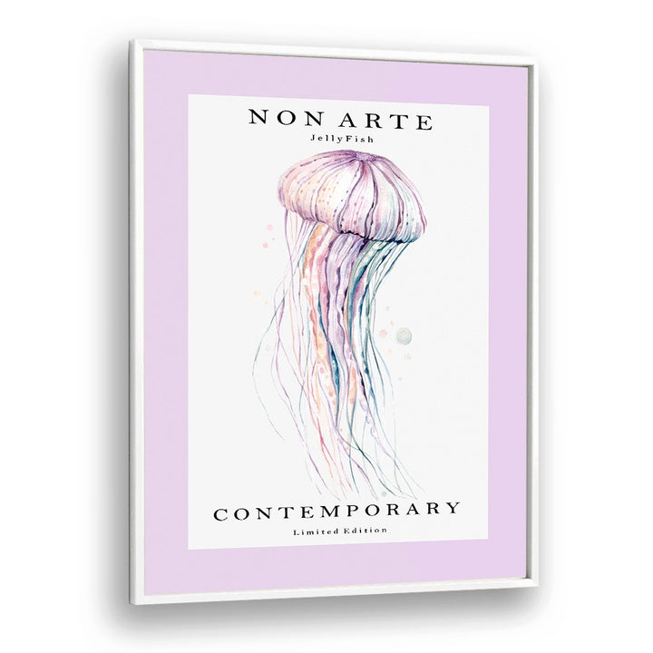 Non Arte Jellyfish By Rikke Londager Boisen Beach Prints in White Plain Frame