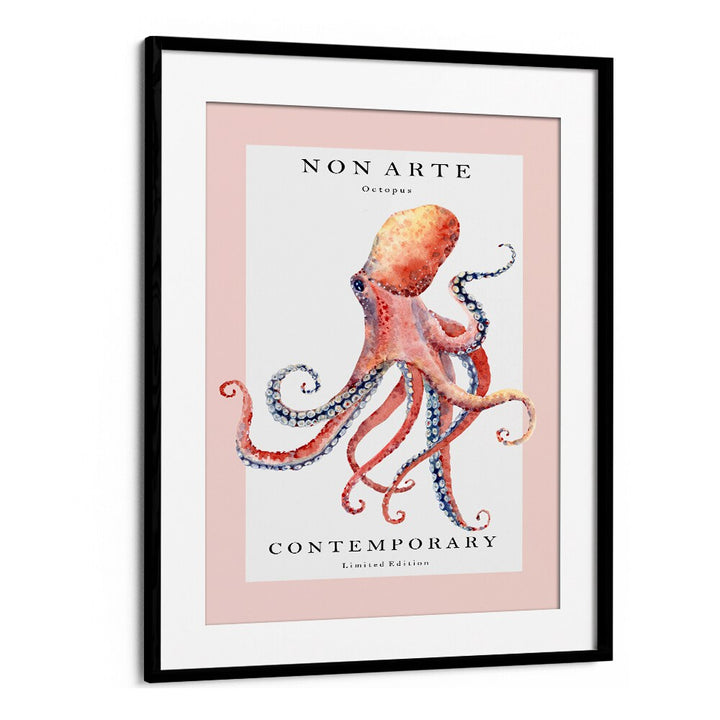 Non Arte Octopus By Rikke Londager Boisen Beach Prints in Black Frame With Mount