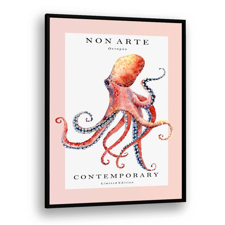 Non Arte Octopus By Rikke Londager Boisen Beach Prints in Black Plain Frame