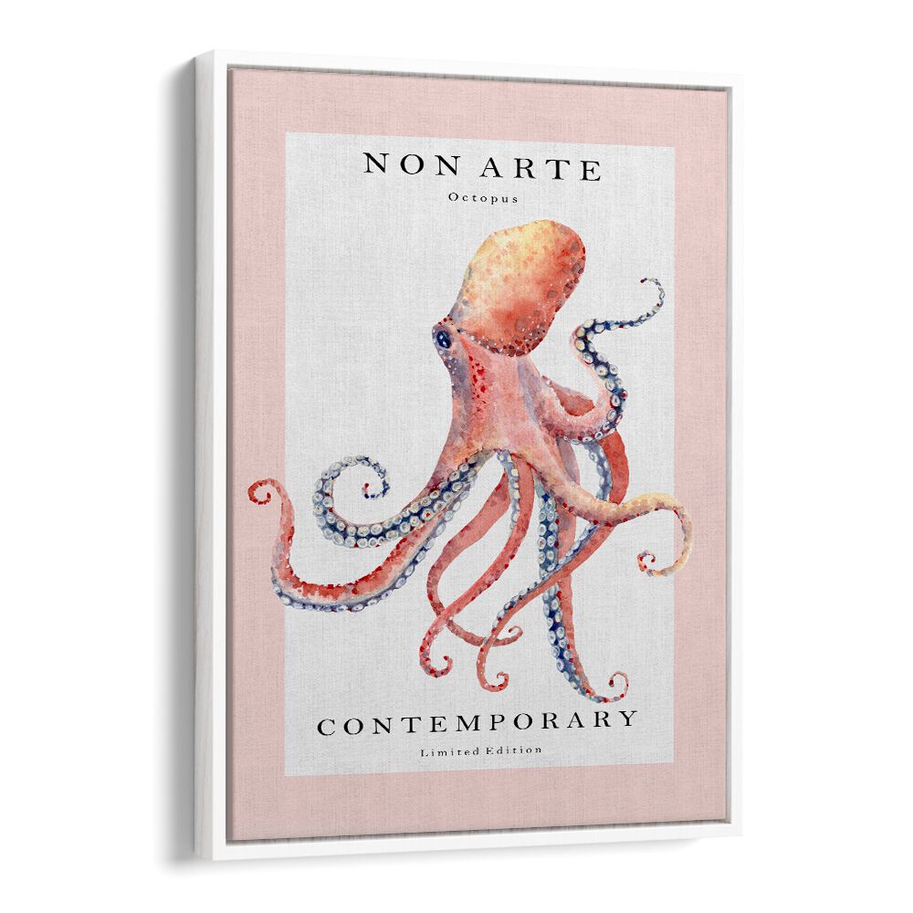 Non Arte Octopus By Rikke Londager Boisen Beach Prints in White Floater Frame