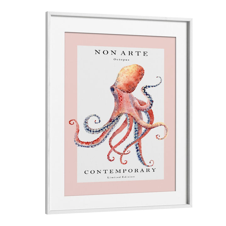 Non Arte Octopus By Rikke Londager Boisen Beach Prints in White Frame With Mount