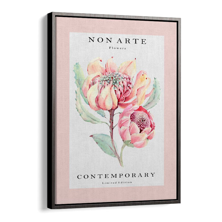 Non Arte Rose Flower By Rikke Londager Boisen Botanical Art Prints in Black Floater Frame