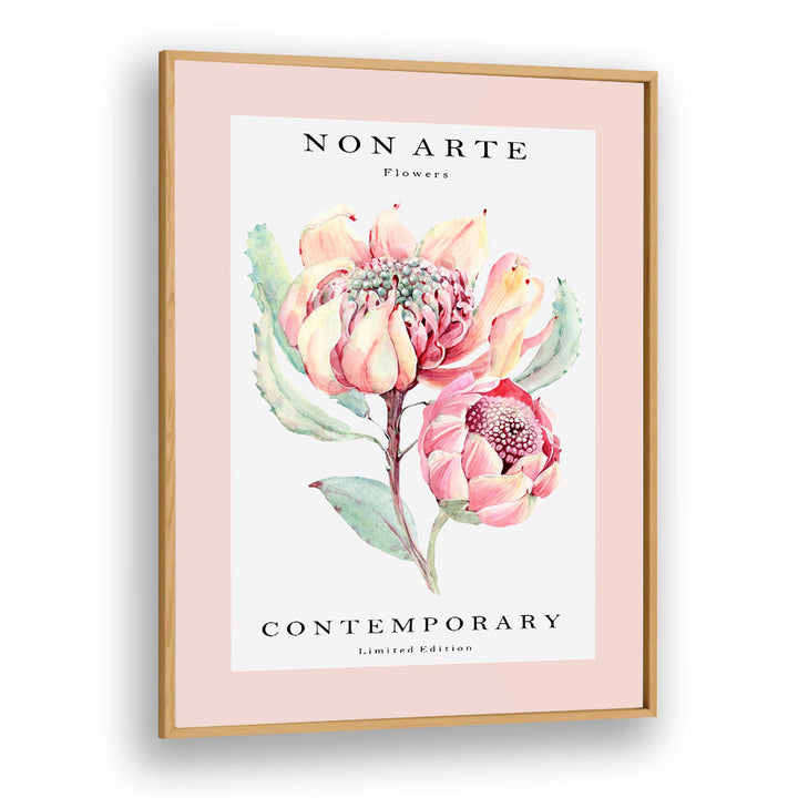 Non Arte Rose Flower By Rikke Londager Boisen Botanical Art Prints in Oak Wood Plain Frame
