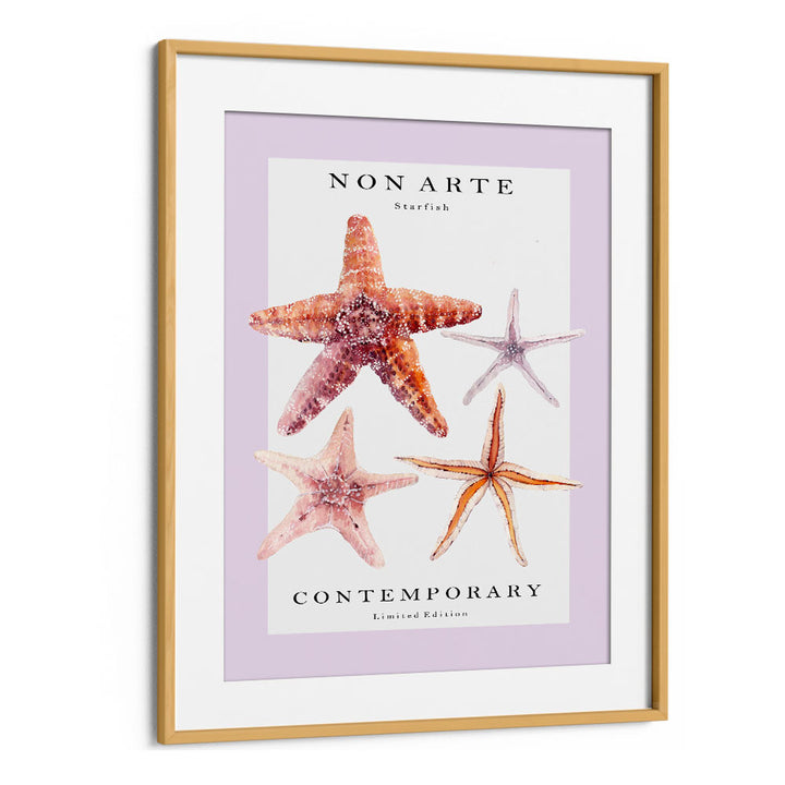 Non Arte Starfish By Rikke Londager Boisen Beach Prints in Oak Wood Frame With Mount