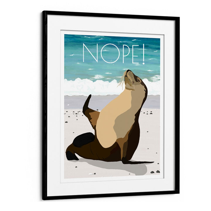 Nope Wildlife Paintings Wildlife Posters in Black Frame With Mount