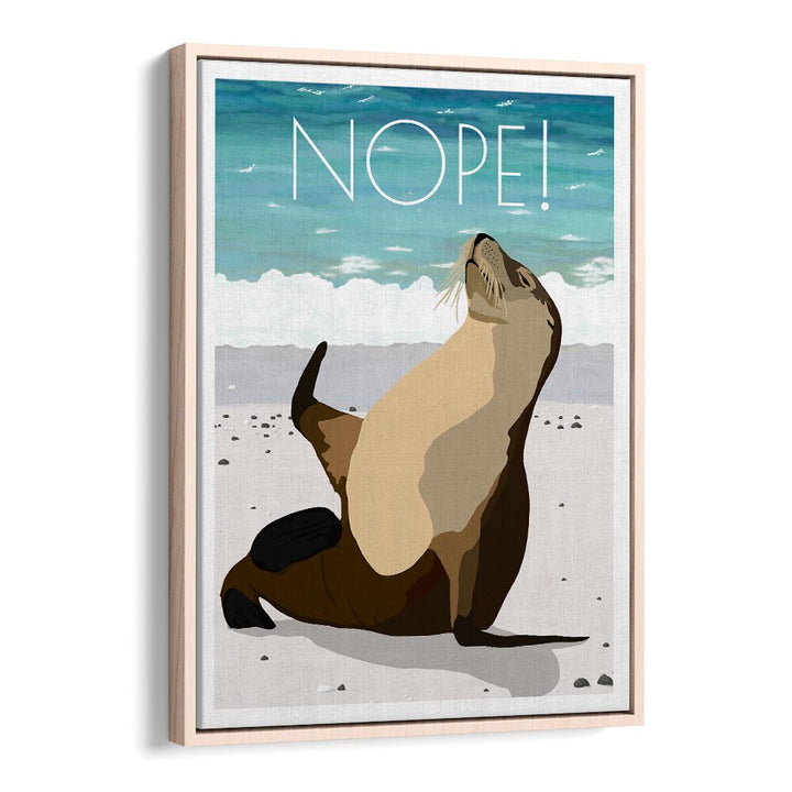 Nope Wildlife Paintings Wildlife Posters in Oak Wood Floater Frame