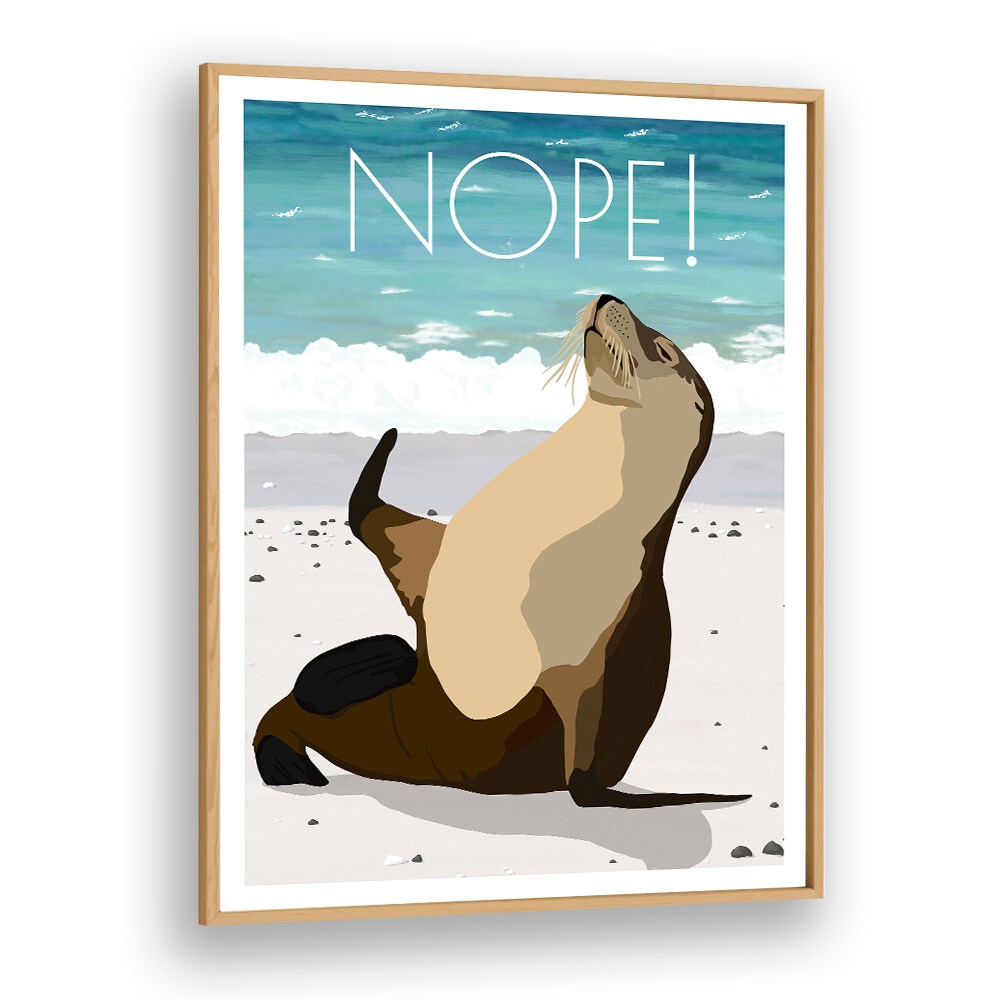 Nope Wildlife Paintings Wildlife Posters in Oak Wood Plain Frame