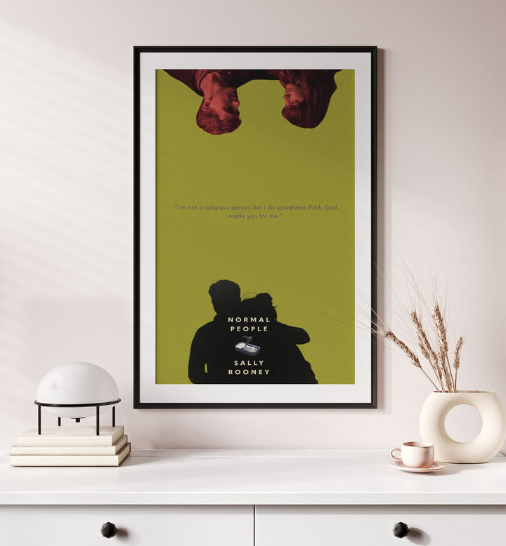 Normal People By Grishma Korjani Movie Posters in Black Frame With Mount placed on a Cream Colored Wall in the Drawing Room