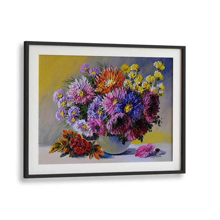 Nurtured Blossoms Vintage European Paintings in Black Frame With Mount