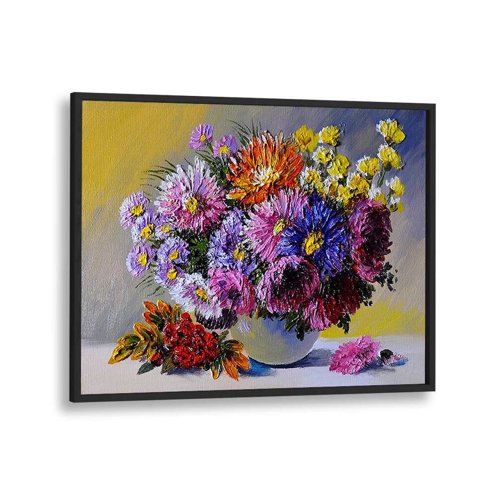 Nurtured Blossoms Vintage European Paintings in Black Plain Frame