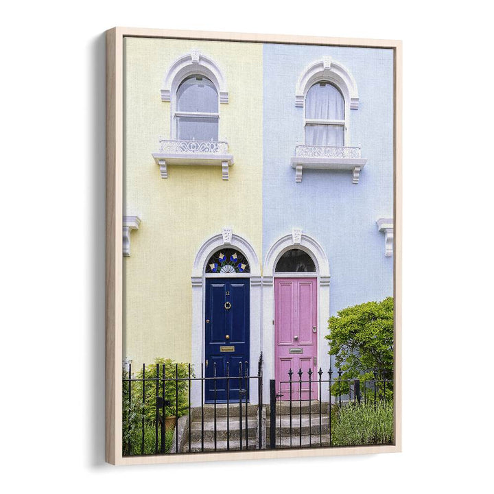 Captivating DOORS OF LONDON, PHOTOGRAPHY PRINTS showcasing vibrant door designs against charming pastel walls.