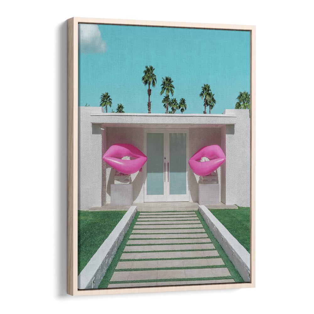 surreal painting - MID-CENTURY MODERN HOUSE WITH PINK LIPS by Asianmonk