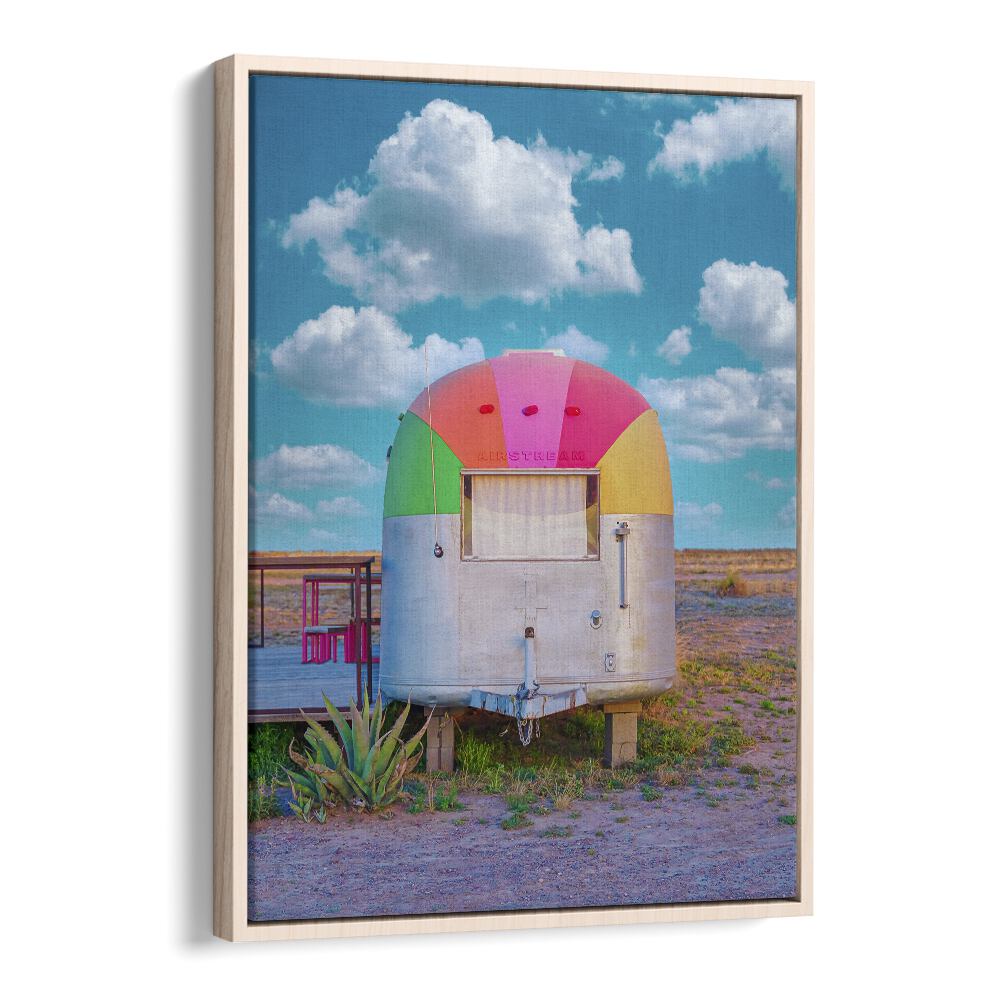 surreal painting - VINTAGE CAMPER TRAILER WITH RAINBOW TOP by Asianmonk