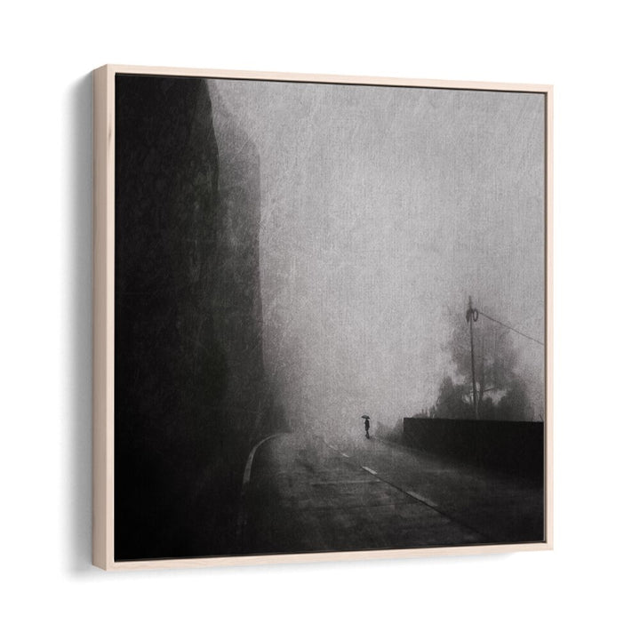 surreal painting - FOGGY COUNTRY ROAD WALL ART by Asianmonk