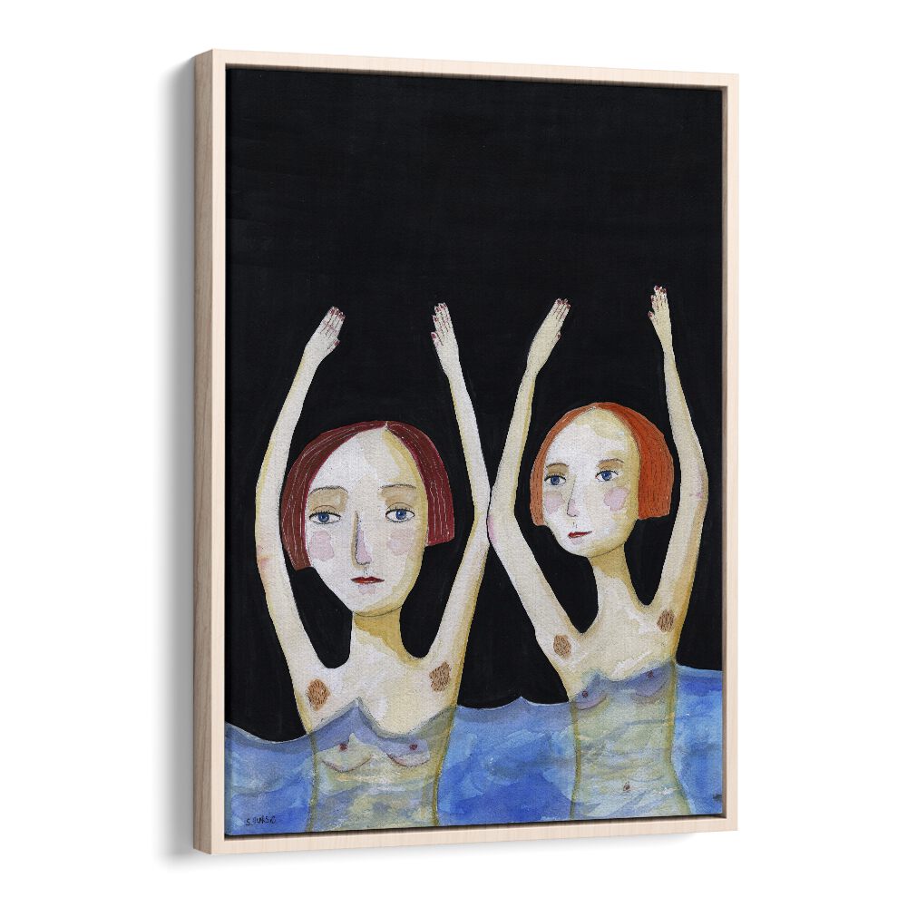 Vintage painting - SWIMMING GIRLS by Asianmonk