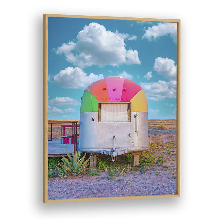 surreal painting - VINTAGE CAMPER TRAILER WITH RAINBOW TOP by Asianmonk