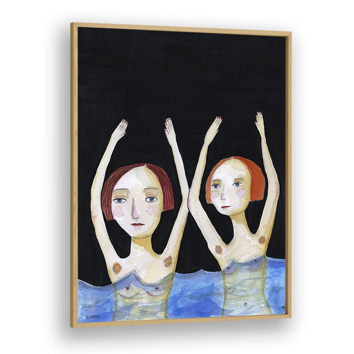 Vintage painting - SWIMMING GIRLS by Asianmonk