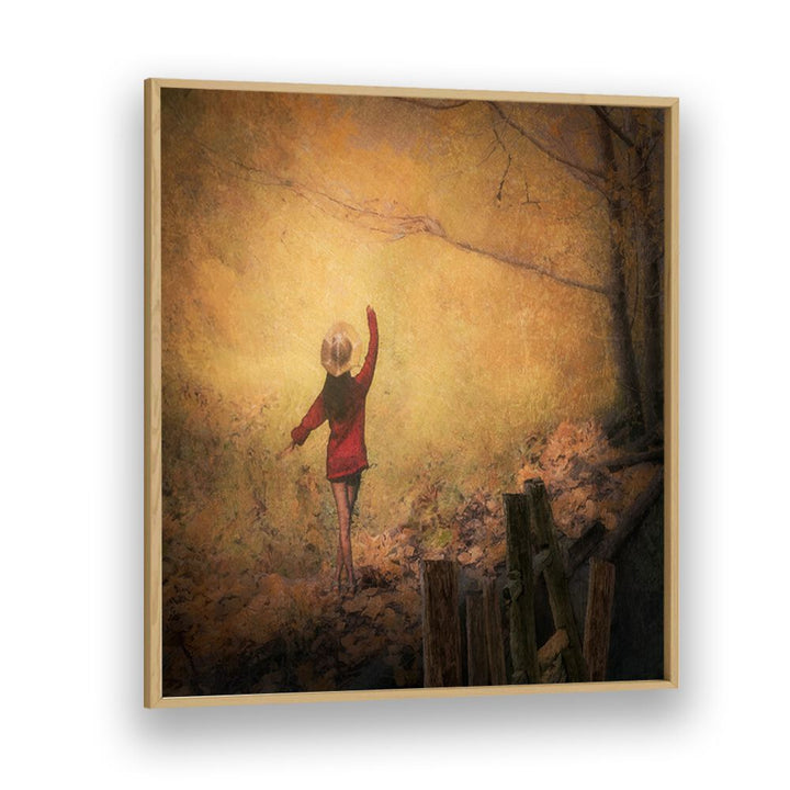 surreal painting - FAIRY TALE GOLDEN AUTUMN WALL ART by Asianmonk