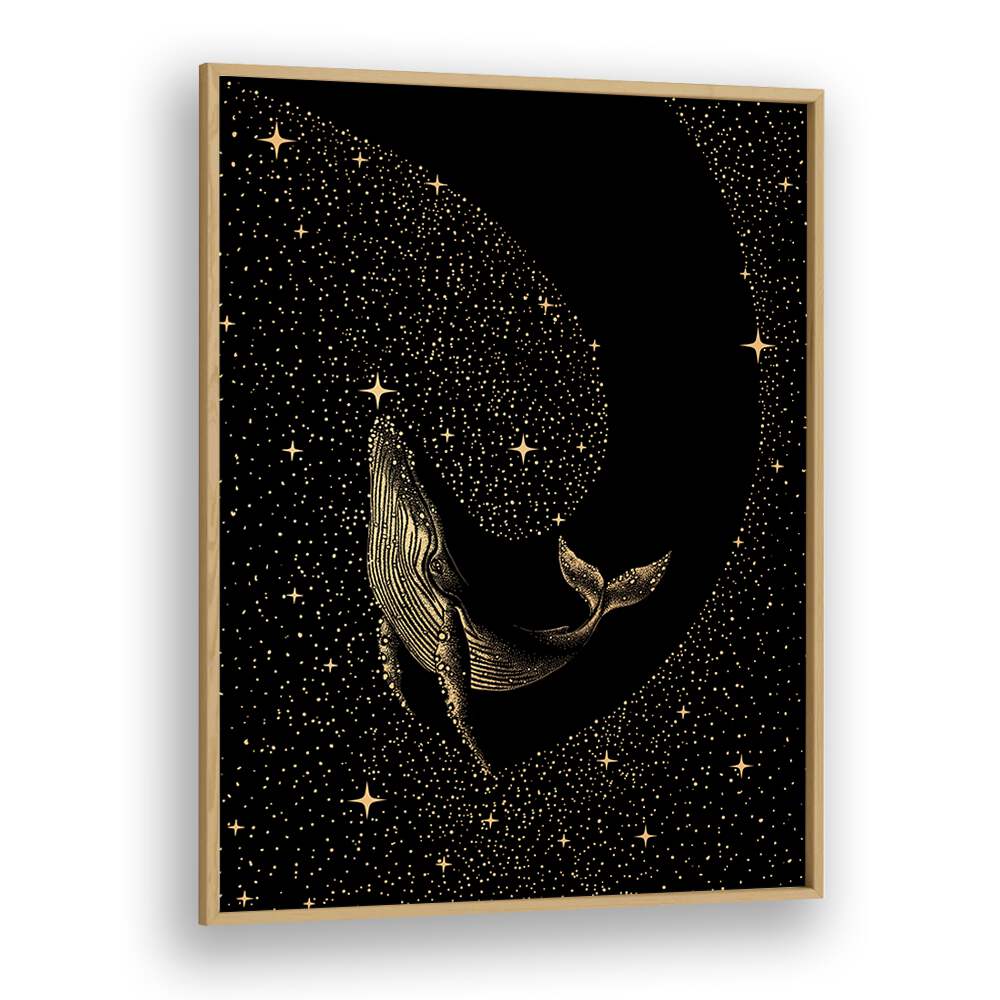 STARRY WHALE DARK GOLD VERSION BY ALIRIZA ÇAKIR SURREAL PAINTINGS, SURREAL ART