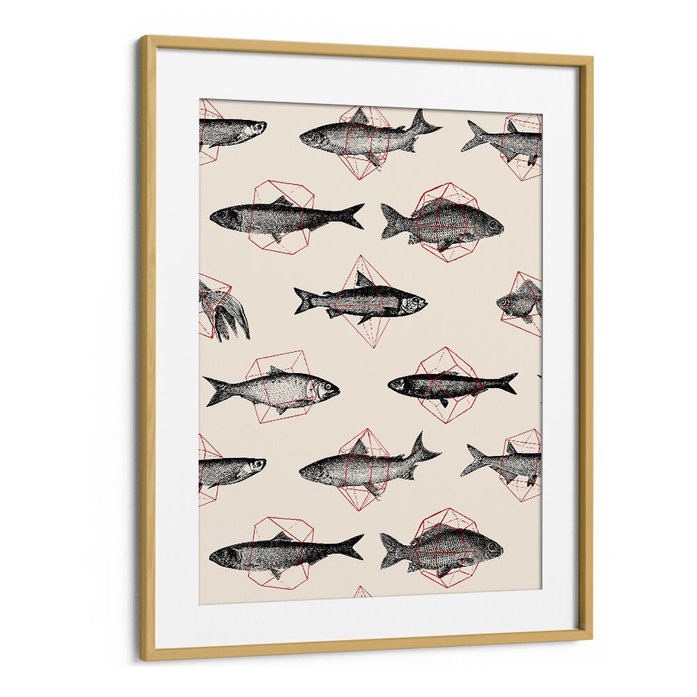 FISHES IN GEOMETRICS BY FLORENT BODART, WILDLIFE ART PRINTS