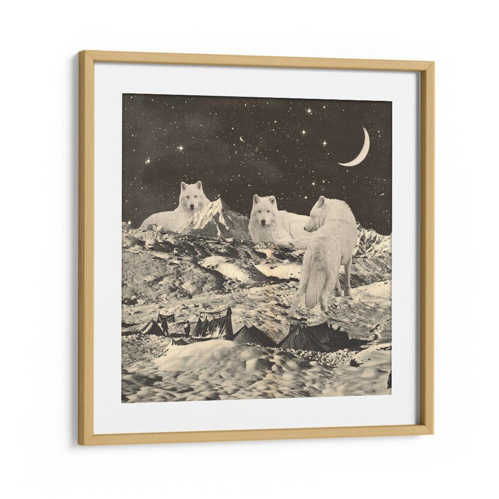 GIANT WHITE WOLVES , SURREAL ART PRINTS