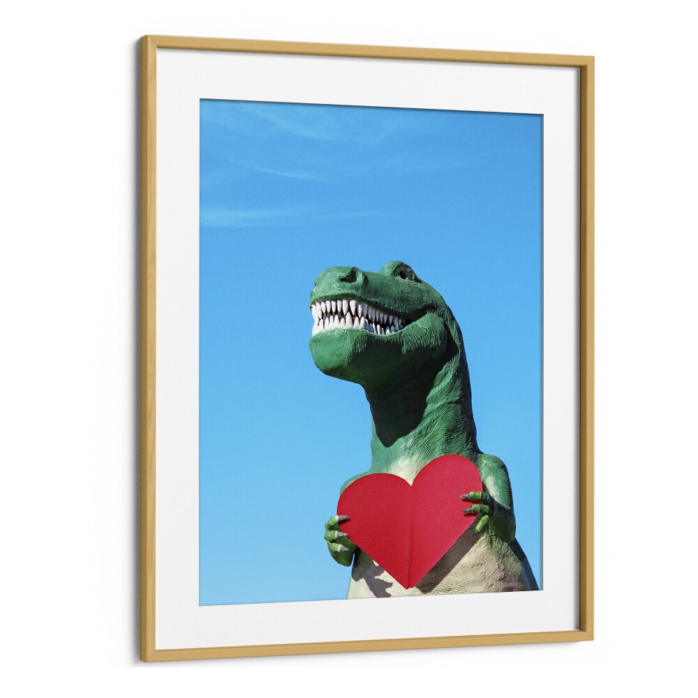 surreal painting - TYRANNOSAURUS REX WITH A RED PAPER HEART I by Asianmonk