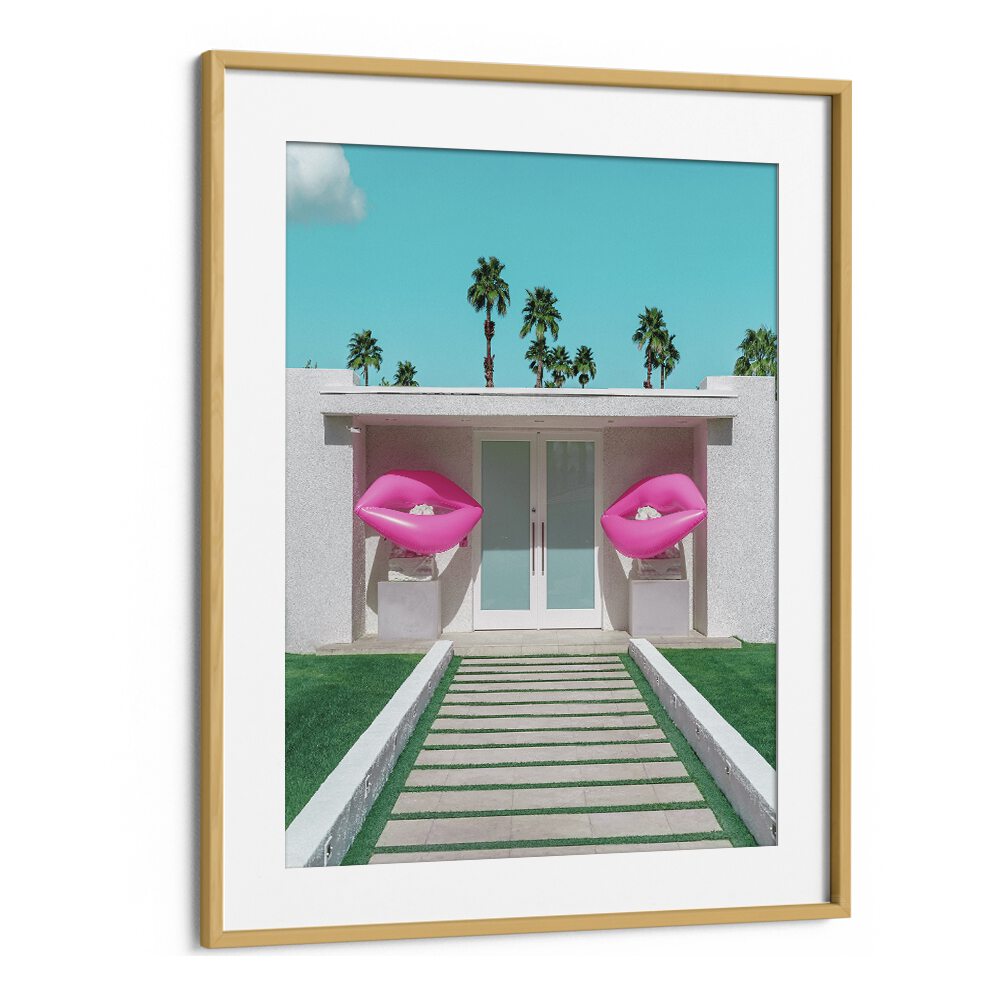 surreal painting - MID-CENTURY MODERN HOUSE WITH PINK LIPS by Asianmonk