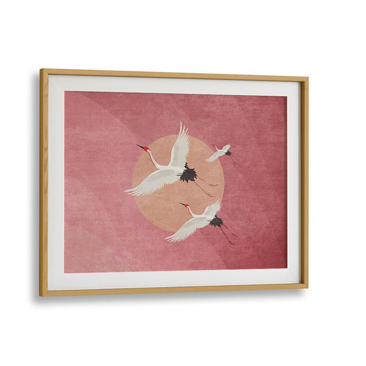 Elegant CRANE, ANIMAL PAINTINGS by Emel Tunaboylu, showcasing graceful cranes against a soft pink backdrop.