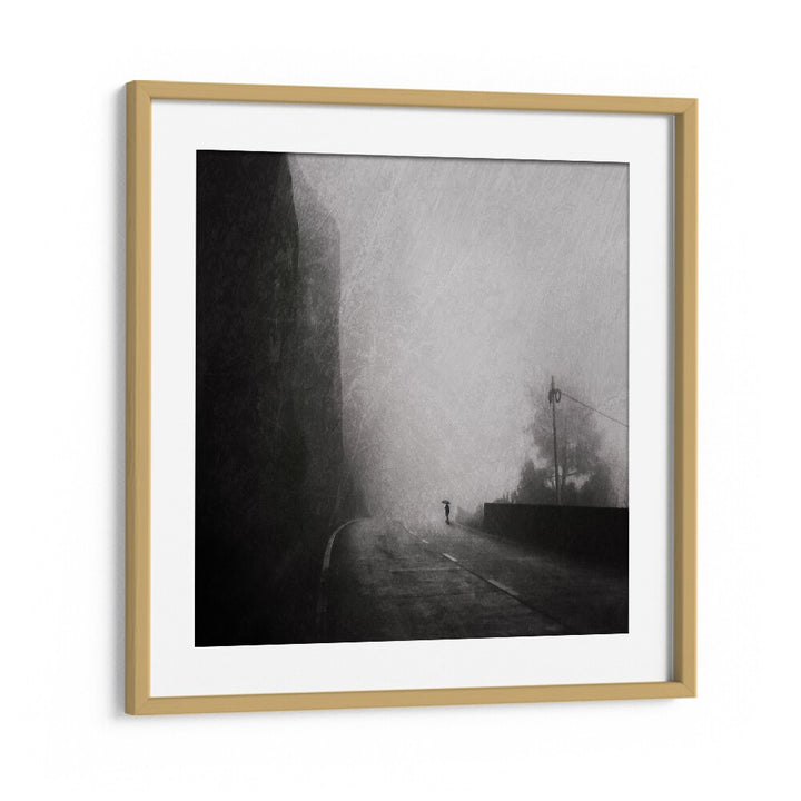 surreal painting - FOGGY COUNTRY ROAD WALL ART by Asianmonk