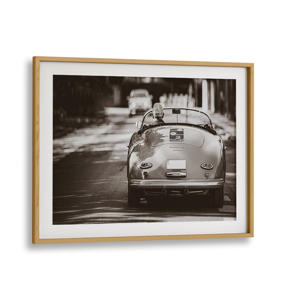 going home car poster in Oak Wood Frame With Mount