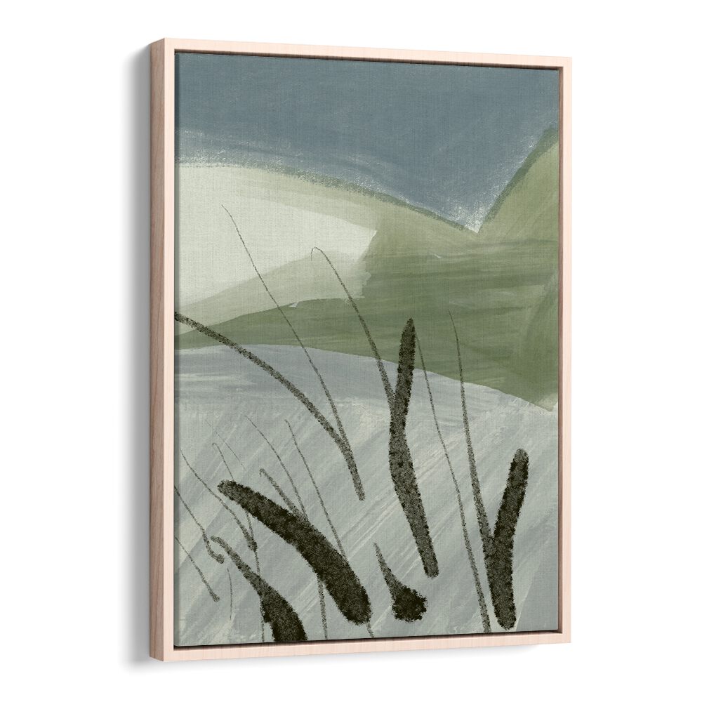Stylish ABSTRACT LAND SHAPES, ABSTRACT PAINTINGS with muted greens and blues, perfect for modern decor.