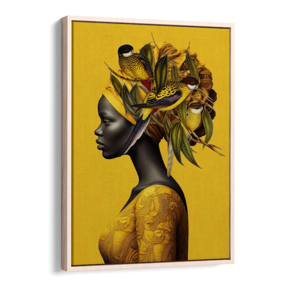 AFRICAN WOMAN GOLDEN BIRDS