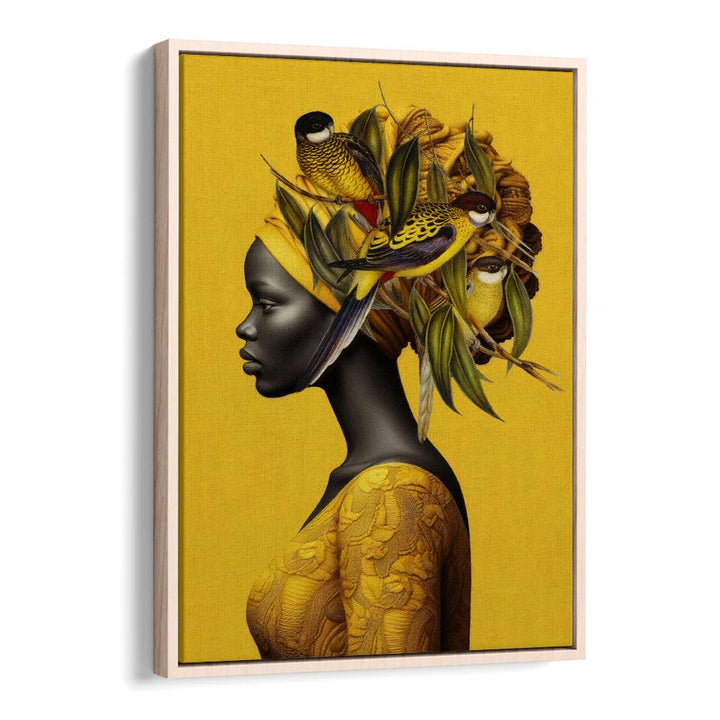 AFRICAN WOMAN GOLDEN BIRDS
