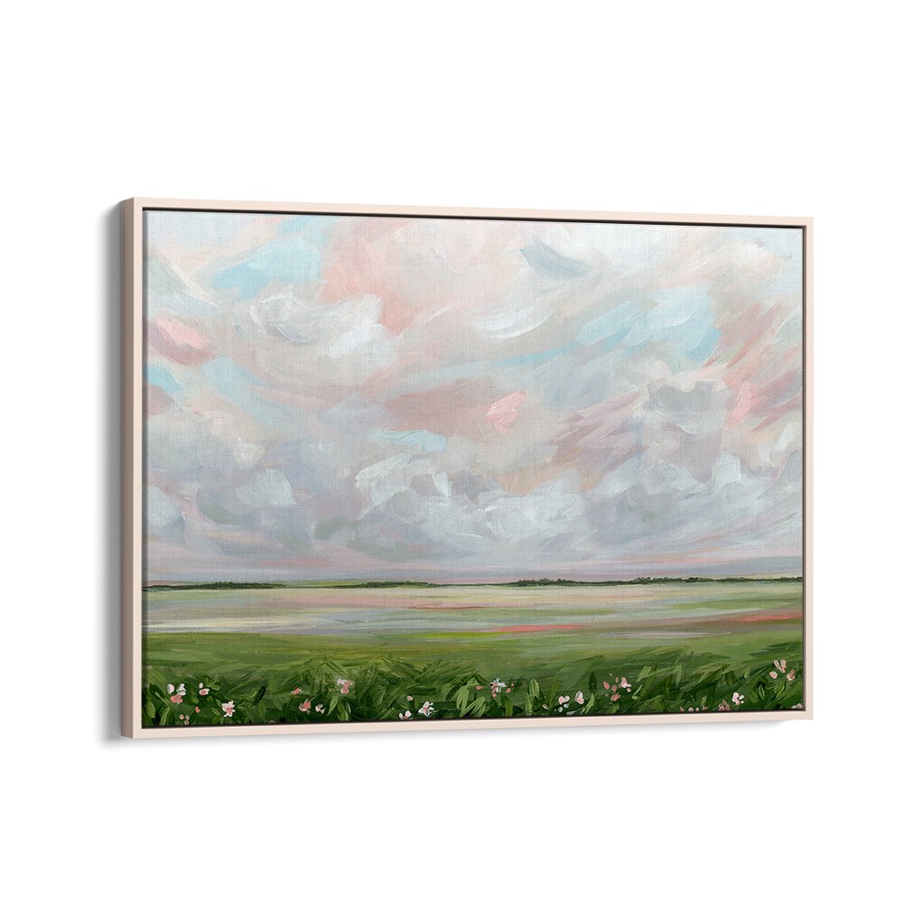 Elegant landscape painting showcasing hues of nature in "AMONGST THE WILDFLOWERS, LANDSCAPE PAINTINGS." Perfect for decor.