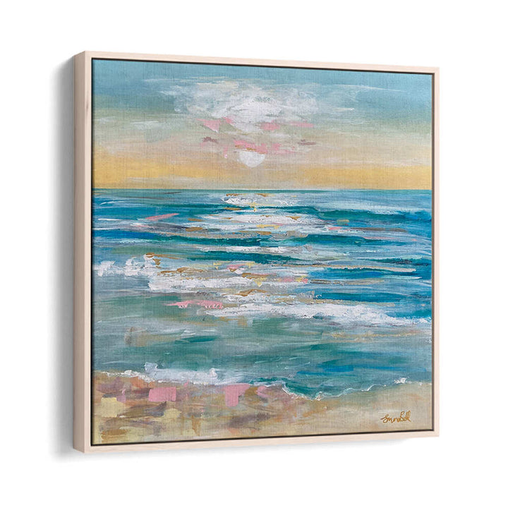 Serene coastal scene featuring "A TRANQUIL OCEAN , BEACH PAINTINGS" for a calming beach decor touch.