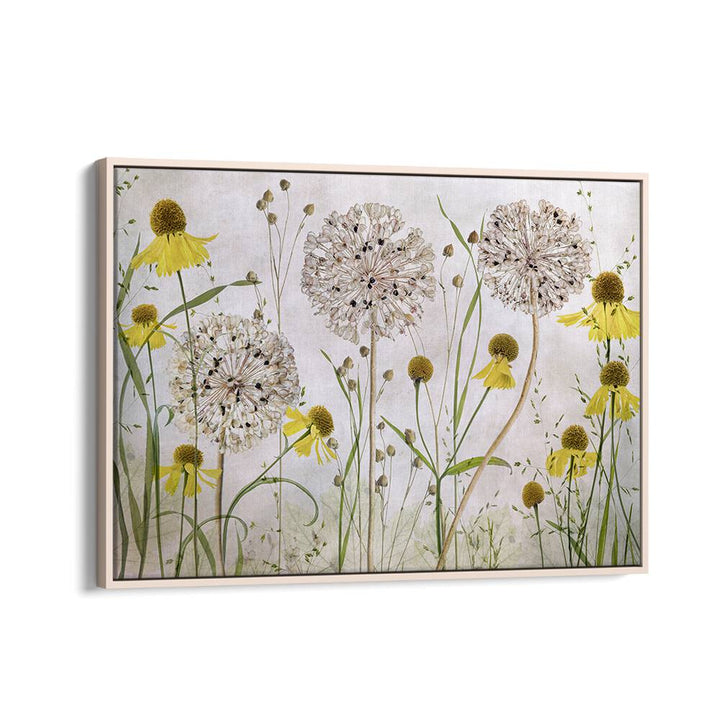 Vibrant ALLIUMS AND HELENIUMS, FLORAL FLOWER PAINTINGS showcasing stunning textures and colors for your decor.
