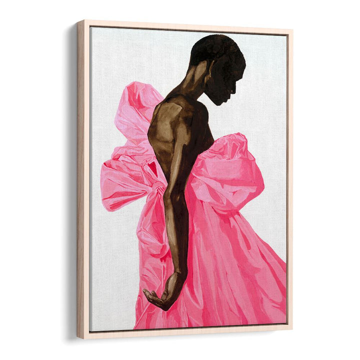 Elegant illustration of a figure in a pink dress, part of the BLOOM IV, PORTRAITS collection for chic home décor.