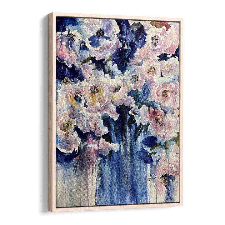 BLUE VASE , FLORAL FLOWER PAINTINGS
