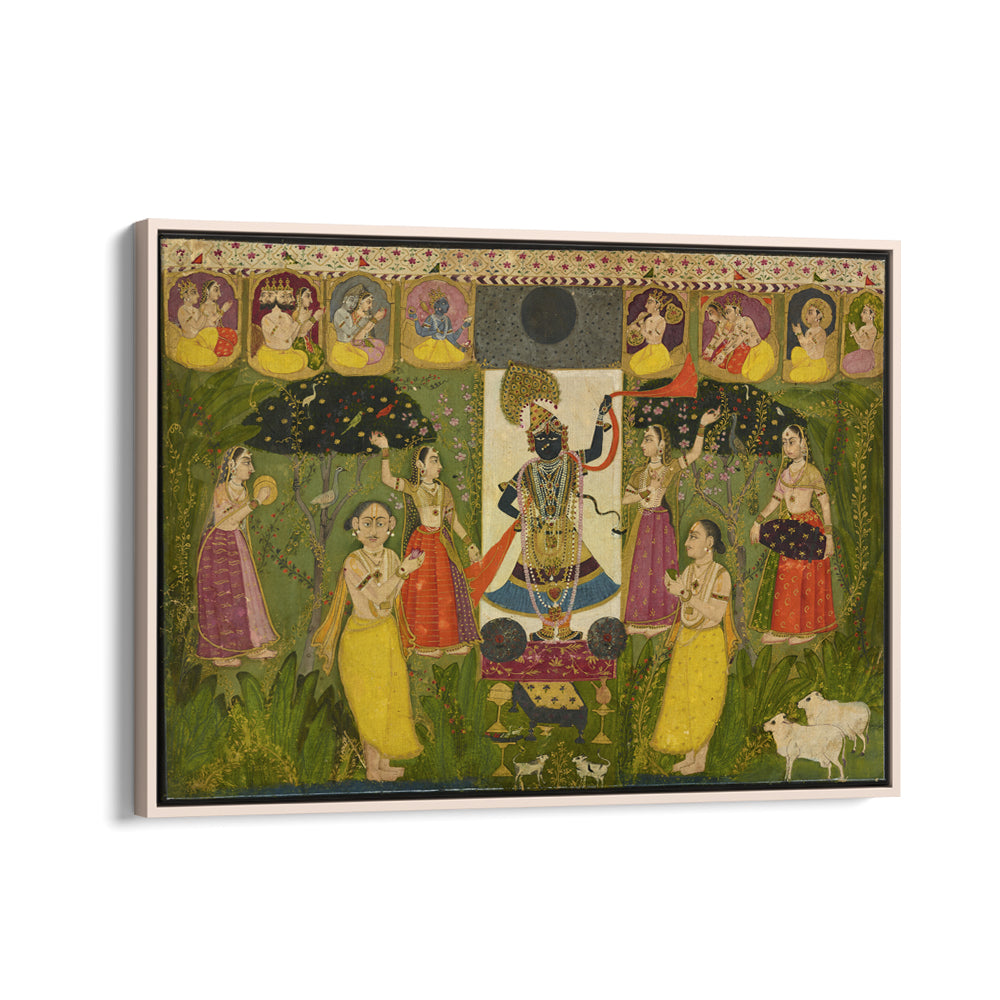 WORSHIP OF SHRI NATHJI , INDIAN ART PAINTINGS