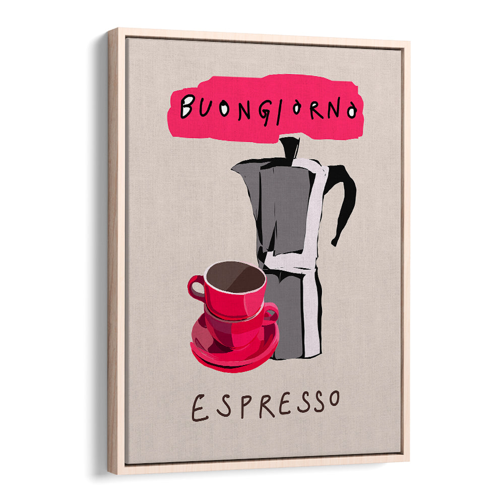 Stylish BUONGIORNO ESPRESSO, BAR art poster adds Italian charm and energy to your coffee nook or kitchen decor.