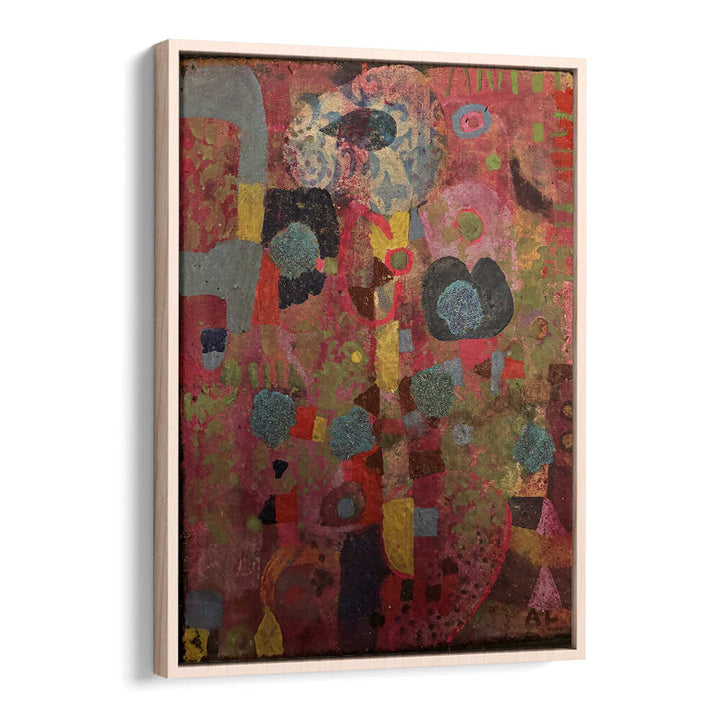 CRIMSON RHYTHM , ABSTRACT PAINTINGS by Oakwood — bold crimson abstract with layered texture, dynamic brushwork and floater frame