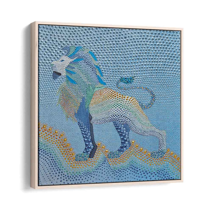 Dotted Majesty Lion, an exquisite animal painting showcasing vibrant colors and intricate textures for your home.