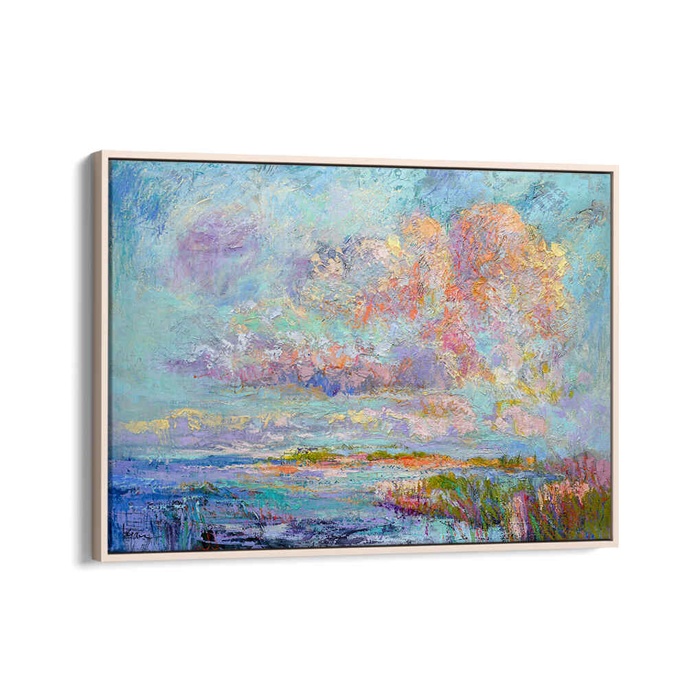 Oakwood gallery framed abstract pastel seascape with textured skies — DREAMSCAPE HUES , LANDSCAPE PAINTINGS
