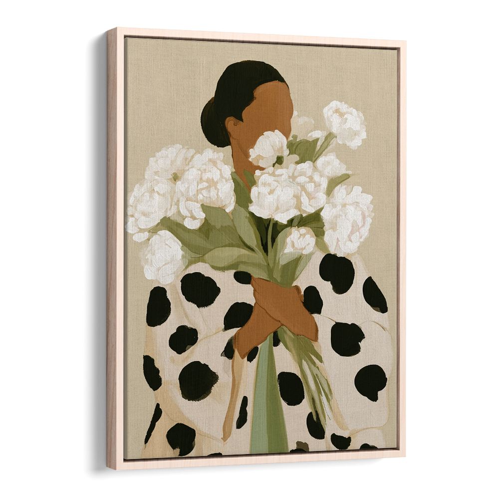 ELEGANT WOMAN WHITE PEONIES